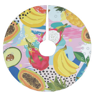Jupon De Sapin En Polyester Brossé Fruits tropicaux, Motif Vintage sans soucis.