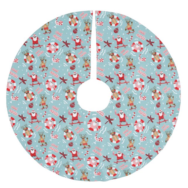 Jupon De Sapin En Polyester Brossé Funny Tropical Père Noël (Devant)