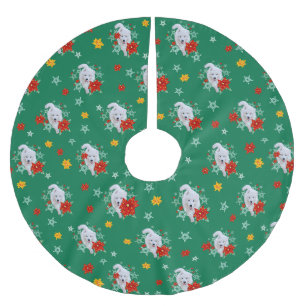 Jupon De Sapin En Polyester Brossé Furry Noël/Chien d'hiver Samoyed