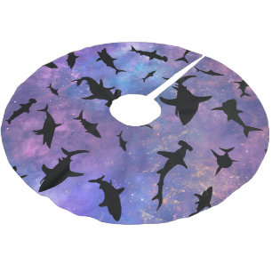 Jupon De Sapin En Polyester Brossé Galaxie colorée du dégradé de requin moderne Espac