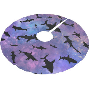 Jupon De Sapin En Polyester Brossé Galaxie colorée du dégradé de requin moderne Espac