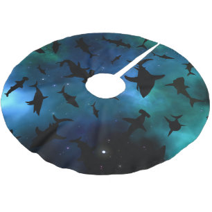 Jupon De Sapin En Polyester Brossé Galaxie colorée du dégradé de requin moderne Espac