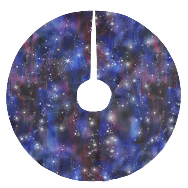 Jupon De Sapin En Polyester Brossé Galaxy violet belle image de ciel étoilé (Devant)