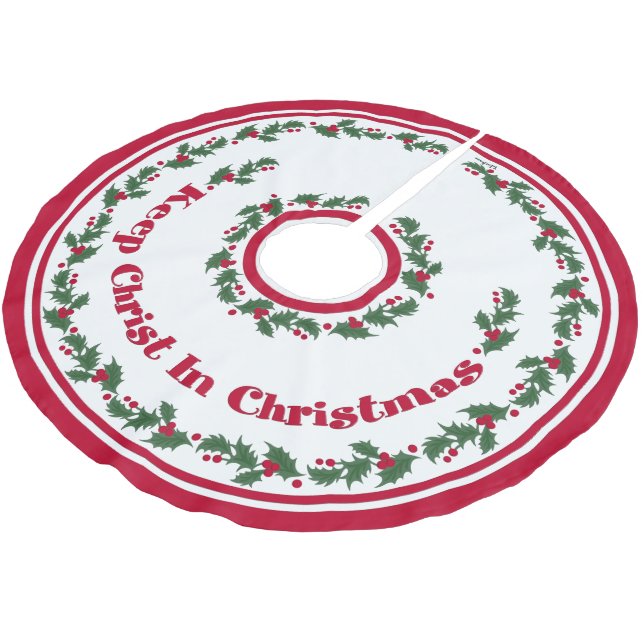 Jupon De Sapin En Polyester Brossé Garder le Christ dans Noël (Angle)