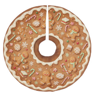 Jupon De Sapin En Polyester Brossé Gâteau de Noël au gingembre festif