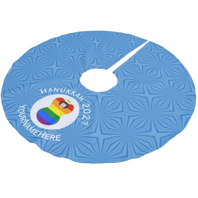 Jupon De Sapin En Polyester Brossé Gay pride Angel Black Cheveux Hanoukka Drapeau per (Angle)