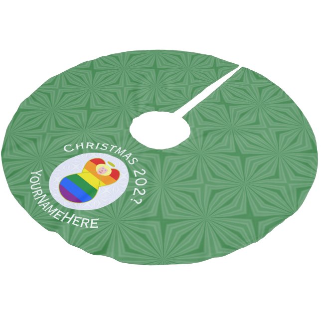 Jupon De Sapin En Polyester Brossé Gay pride Blonde Angel Noël Drapeau personnalisé (Angle)