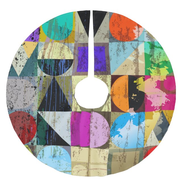 Jupon De Sapin En Polyester Brossé Géométrique Abstraite : contours et échelles (Devant)