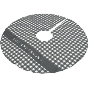 Jupon De Sapin En Polyester Brossé Gingham à carreaux noir et blanc personnalisé vint