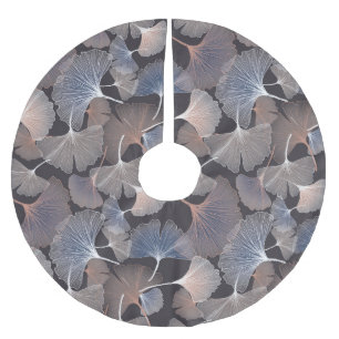 Jupon De Sapin En Polyester Brossé Ginkgo feuilles : élégant motif naturel.