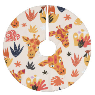 Jupon De Sapin En Polyester Brossé Giraffe de dessin : Floral Savanna Motif