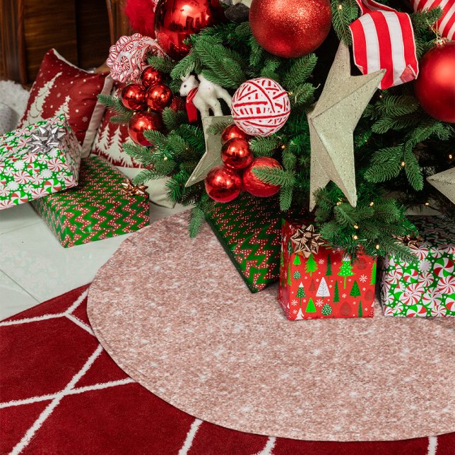 Jupon De Sapin En Polyester Brossé Glam Parties scintillant or Blush Rose (Blush Rose Gold Glitter Glam Brushed Polyester Tree Skirt)