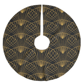 Jupon De Sapin En Polyester Brossé Glamour Art Déco : Ventilateur D'Or.