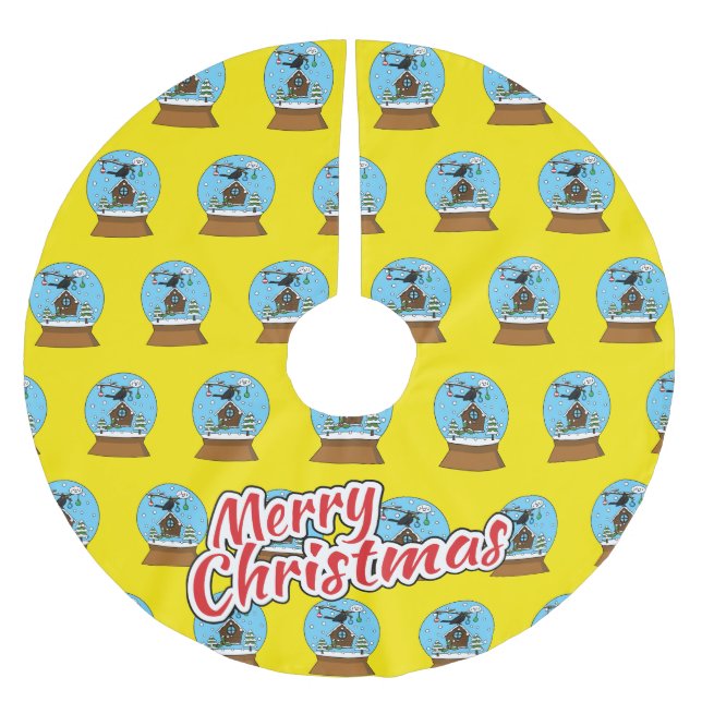 Jupon De Sapin En Polyester Brossé Globe des neiges avec chant Blackbird (Devant)