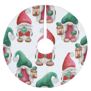 JUPON DE SAPIN EN POLYESTER BROSSÉ GNOME DE NOËL ROUGE ET VERT