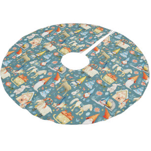 Jupon De Sapin En Polyester Brossé Gnomes de Noël nordique avec animaux