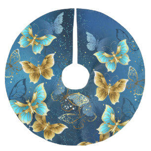Jupon De Sapin En Polyester Brossé Golden butterflies