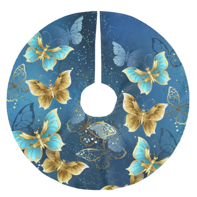 Jupon De Sapin En Polyester Brossé Golden butterflies (Devant)