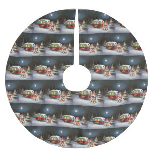 Jupon De Sapin En Polyester Brossé Golden Retriever Caravan Christmas Adventure