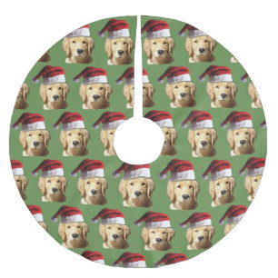 Jupon De Sapin En Polyester Brossé Golden retriever de Noël