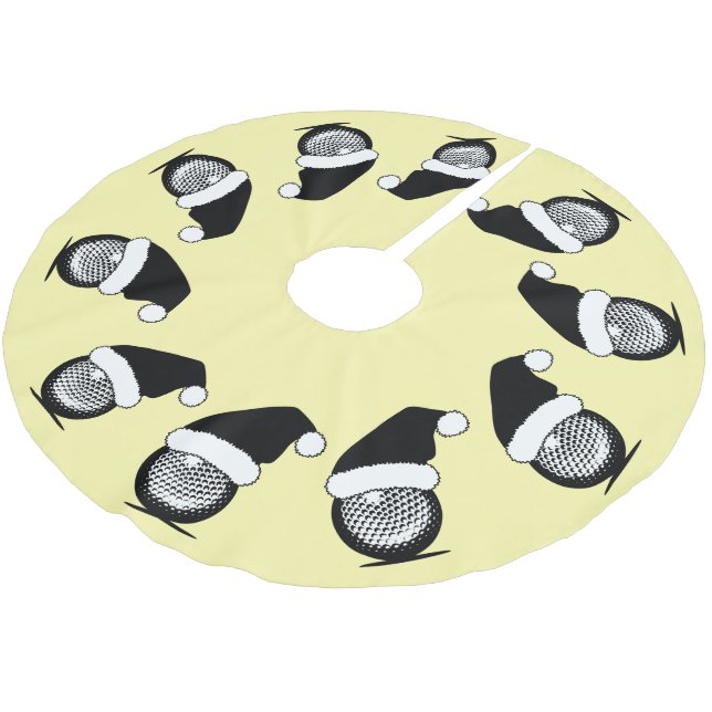 Jupon De Sapin En Polyester Brossé Golf Ball Santa Hat Noël (Angle)