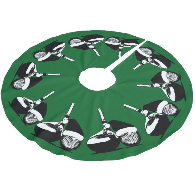 Jupon De Sapin En Polyester Brossé Golf Club et Ball Santa Hat Noël (Angle)