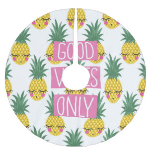 Jupon De Sapin En Polyester Brossé Good Vibes Pineapples Motif d'été