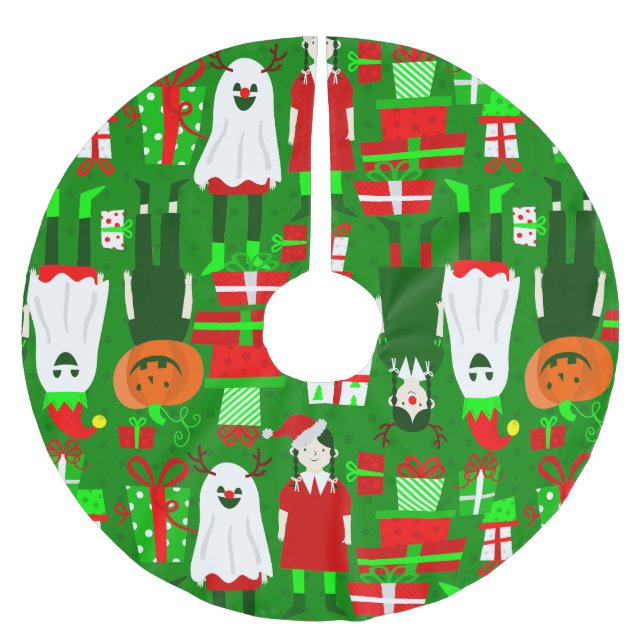 Jupon De Sapin En Polyester Brossé goth girl halloween noël fantôme (Devant)