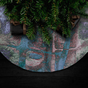 Jupon De Sapin En Polyester Brossé Graffiti peint Grunge   Taupe bleu rouille