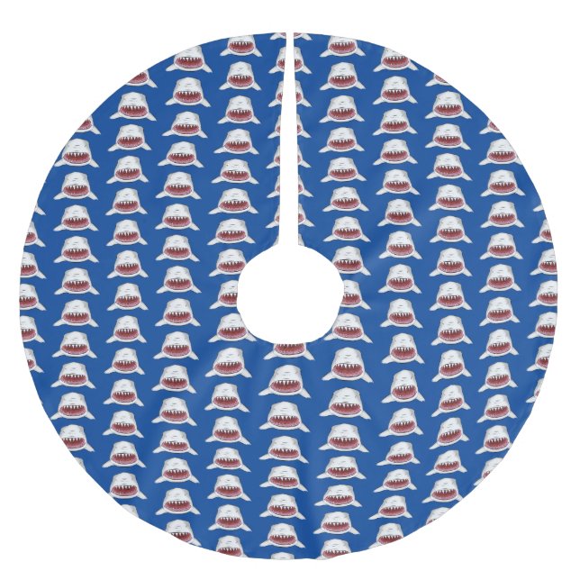 Jupon De Sapin En Polyester Brossé Grand requin blanc moyen dessin animé (Devant)
