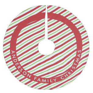 Jupon De Sapin En Polyester Brossé Grandes vacances diagonales rouges et vertes