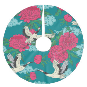 Jupon De Sapin En Polyester Brossé Granes Peonies : Graphiques floraux Vintages