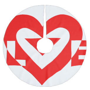 Jupon De Sapin En Polyester Brossé Graphique d'amour cool, Rouge