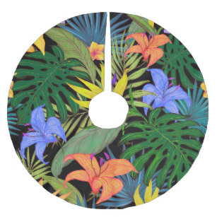 Jupon De Sapin En Polyester Brossé Graphique de fleur d'Aloha de Hawaii tropical