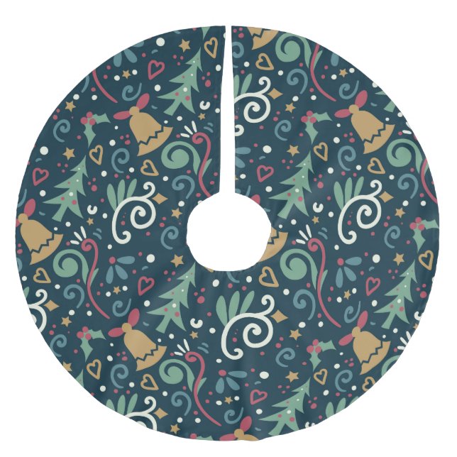 Jupon De Sapin En Polyester Brossé Graphiques fantaisistes et amusants pour les fêtes (Devant)