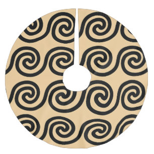 Jupon De Sapin En Polyester Brossé Grec Meander Key Waves Motif Brown