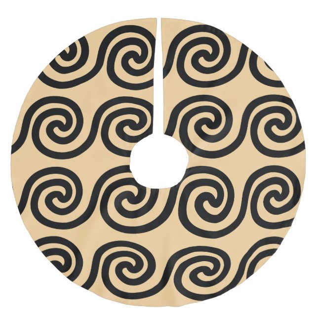 Jupon De Sapin En Polyester Brossé Grec Meander Key Waves Motif Brown (Devant)