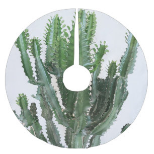 Jupon De Sapin En Polyester Brossé Green Cactus : minimaliste Arrière - plan blanc