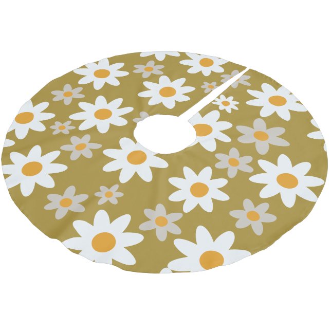 Jupon De Sapin En Polyester Brossé Green Retro Super Daisy Motif (Angle)