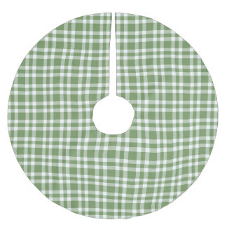 Jupon De Sapin En Polyester Brossé Green White Plaid Pattern