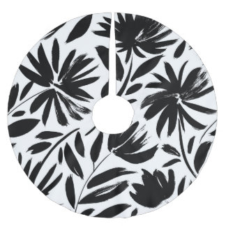 Jupon De Sapin En Polyester Brossé Grille noire : vintage motif chrysanthème