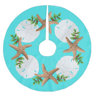 Jupon De Sapin En Polyester Brossé Gros Dollars De Sable D'Épis Holly Feuille Aqua