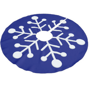 Jupon De Sapin En Polyester Brossé Gros Snowflakes sur le Noël arrière - plan bleu