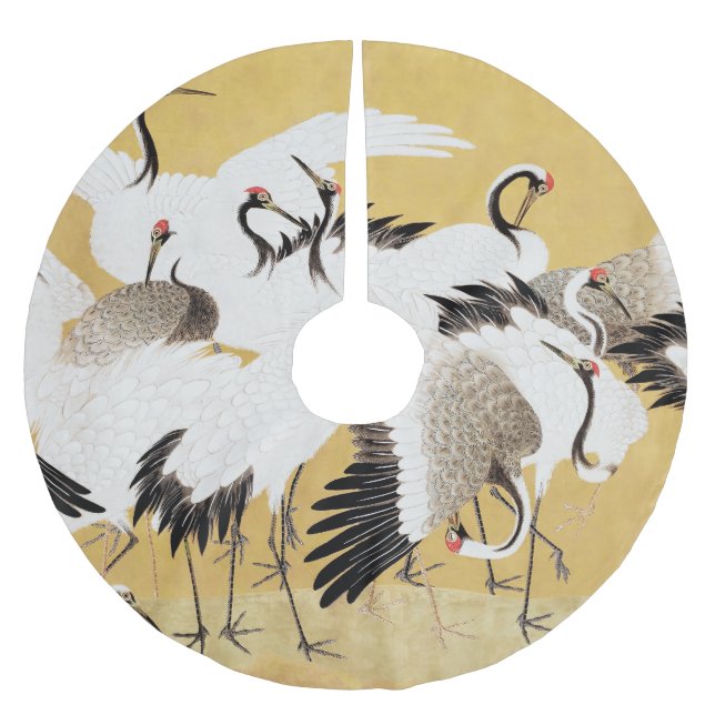 Jupon De Sapin En Polyester Brossé Grues d'horloges japonaises Vintage Bird Rich Clas (Devant)