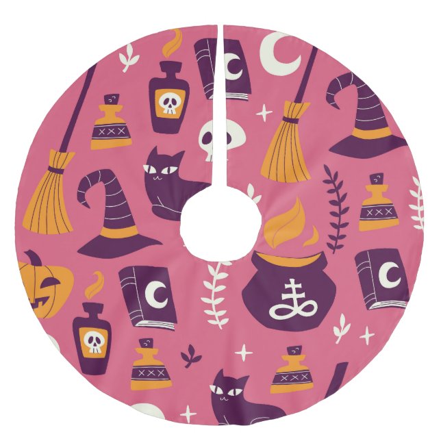 Jupon De Sapin En Polyester Brossé Halloween dessiné à la main, motif éffrayant sans  (Devant)