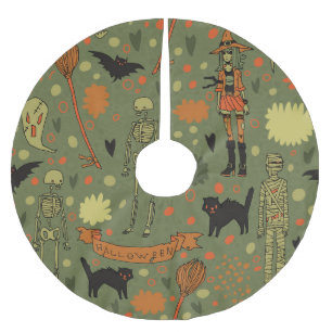 Jupon De Sapin En Polyester Brossé Halloween Haunt : Mélange Vintage Éffrayant