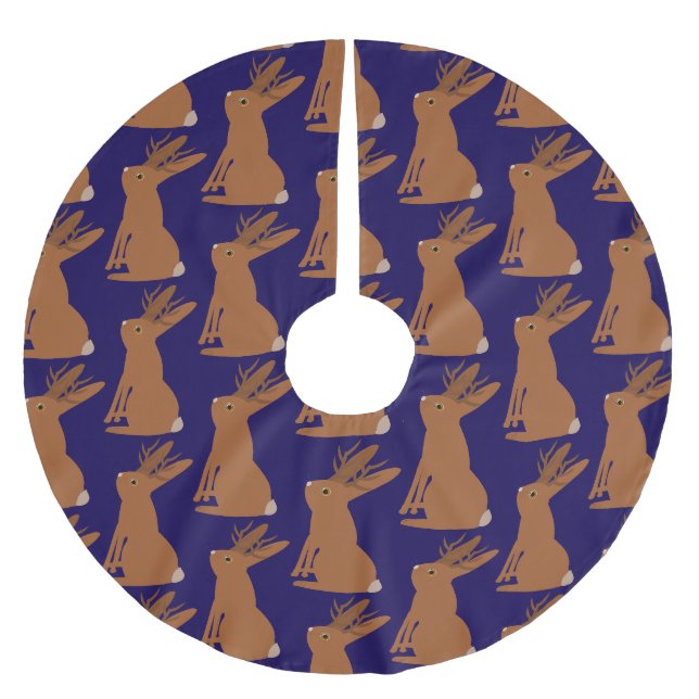 Jupon De Sapin En Polyester Brossé Halloween Jackalope Trou ou traitement (Devant)