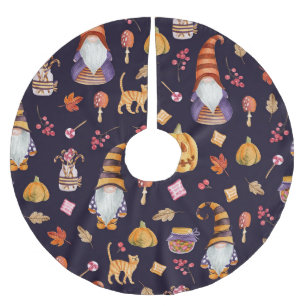 Jupon De Sapin En Polyester Brossé Halloween lunatique : Gnomes et Citrouilles