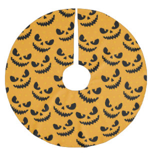 Jupon De Sapin En Polyester Brossé Halloween : visages effrayants, style vintage.