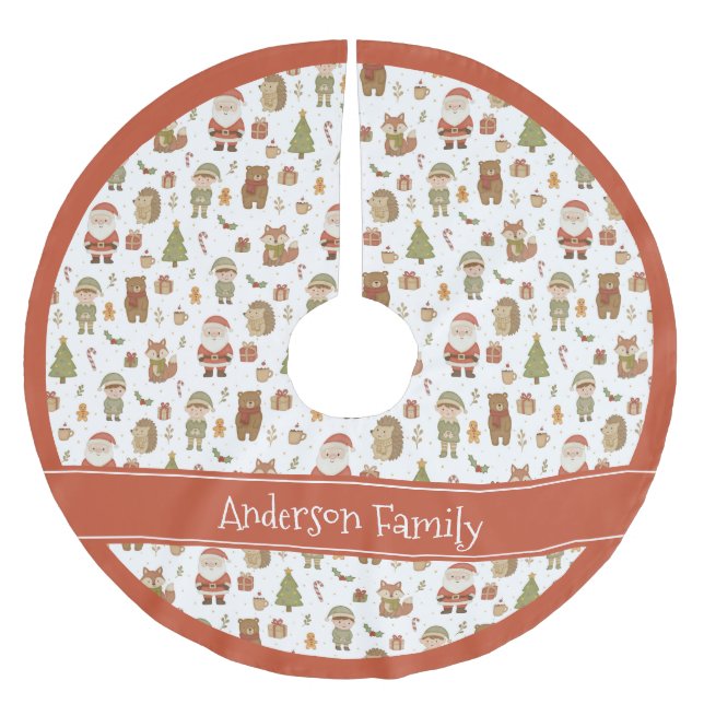 Jupon De Sapin En Polyester Brossé Hand Drawn Woodland Animals - Christmas Tree Skirt (Devant)